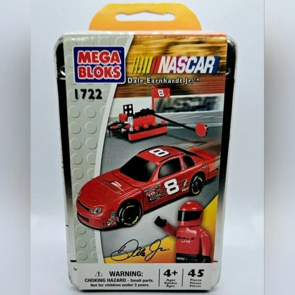 Dale Earnhardt Jr. NASCAR Mega Bloks 45 Pc Tin Set 1722 Winners Circle.